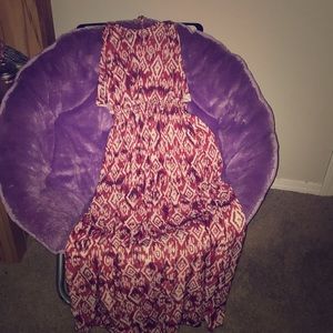 Red and white pattern dress.